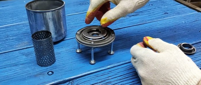 How to make a hand or tent warmer from a used oil filter