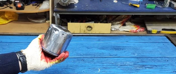 How to make a hand or tent warmer from a used oil filter