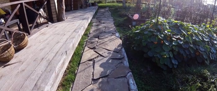 A fairly inexpensive way to make a garden path without concrete