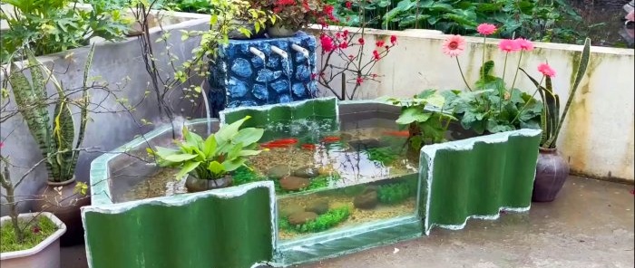 How to cheaply make a pond in the garden from available materials