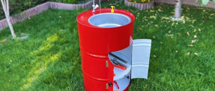 How to make a convenient and attractive garden sink from a metal barrel