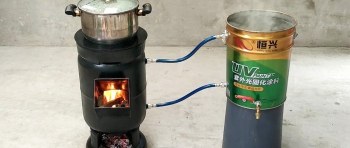 How to make a 2 in 1 wood stove from a gas cylinder with parallel heating of water