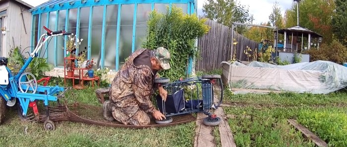 DIY potato digger from trash