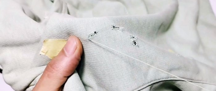 How to quietly sew up a hole in clothing