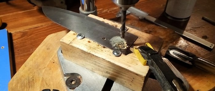 How and with what to easily drill a knife blade made of hardened steel