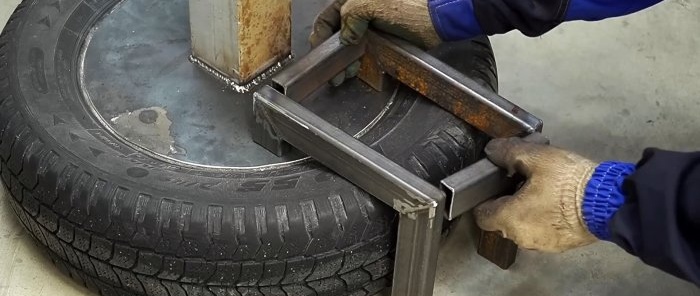 Great idea for a mobile vise made from an old car tire