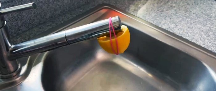 Hang a lemon on the tap and you will be forever grateful